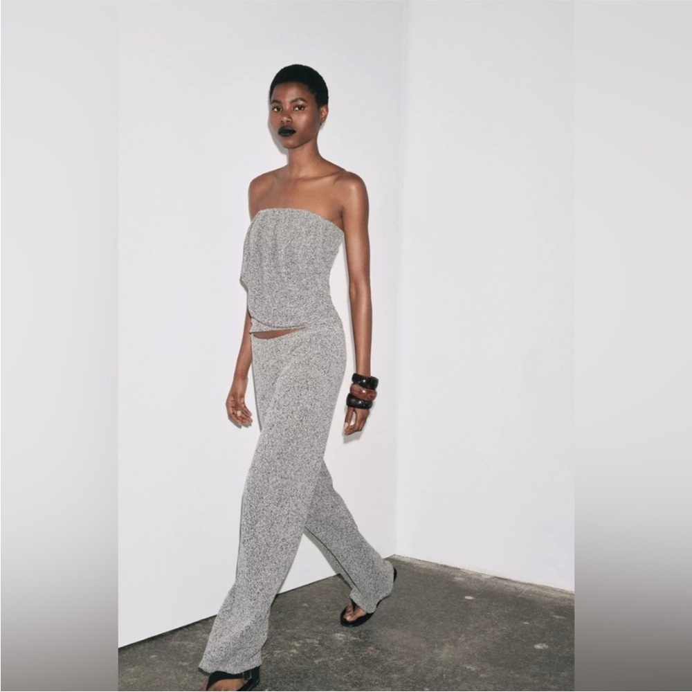 Zara Gray Strapless Jumpsuit